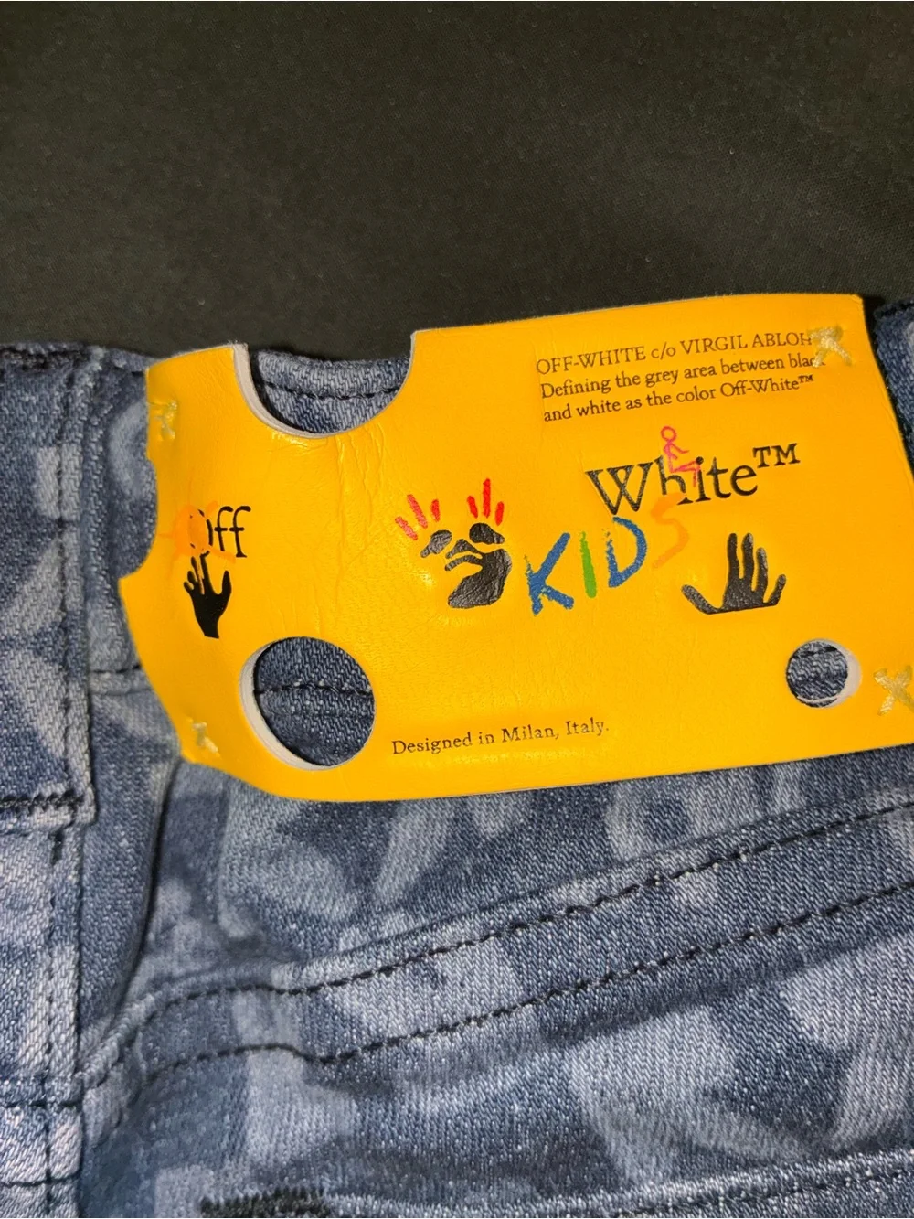 Off-White Light Blue Logo Print Kids Jeans Virgil Abloh